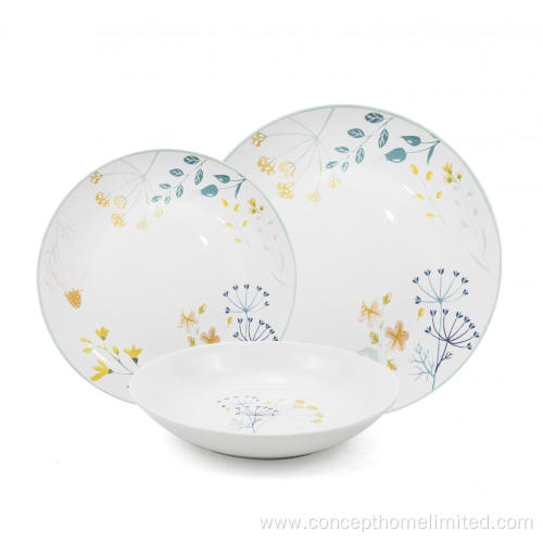 Porcelain dinner set with side decal - Plants